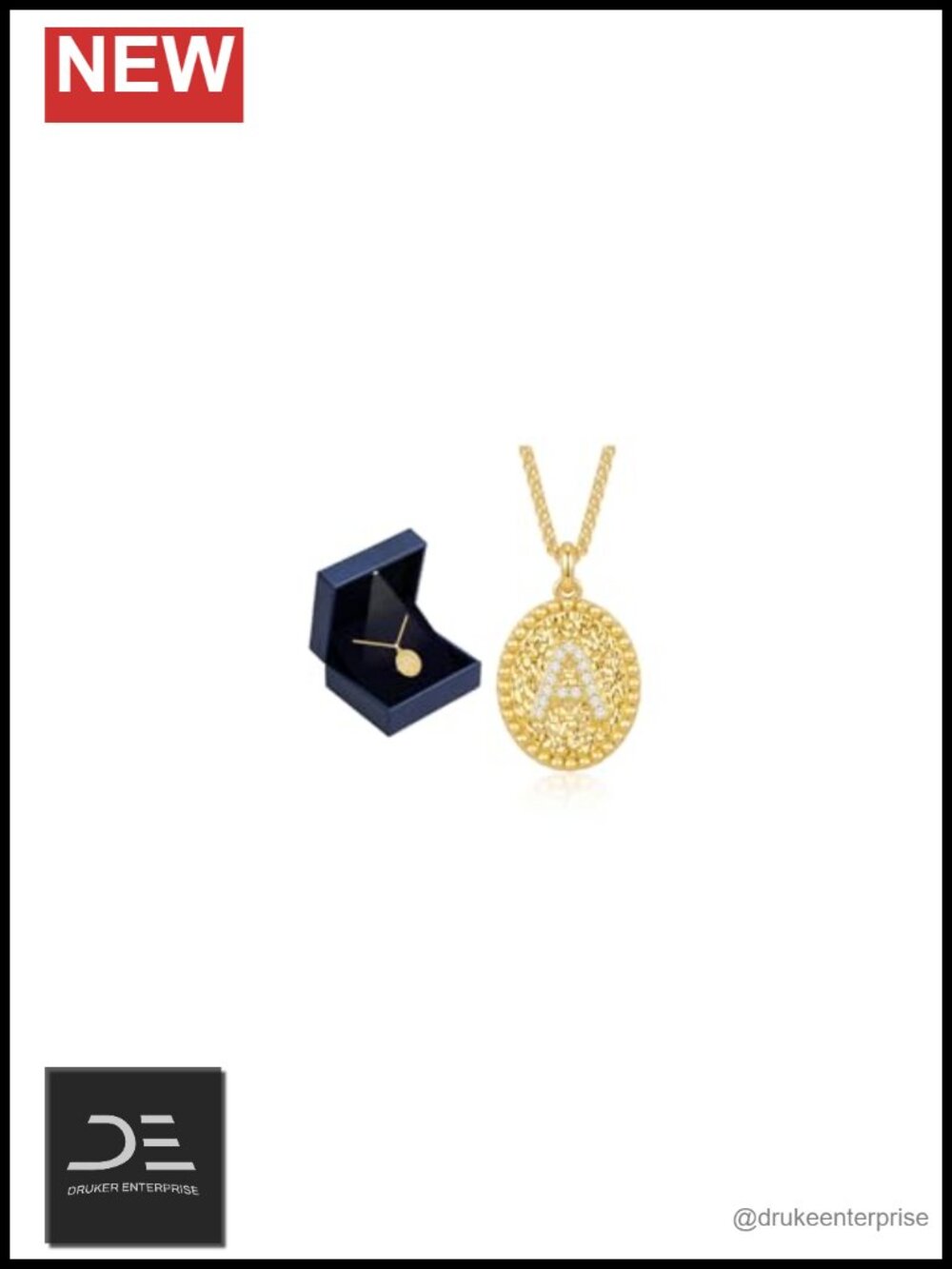 18K Gold Plated 925 Sterling Silver Initial Necklace Hammered Letter Pendant